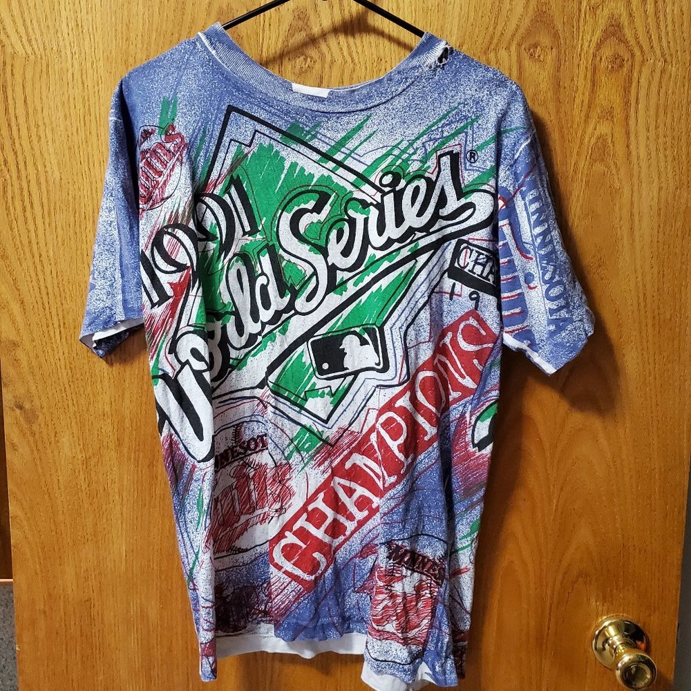 Vtg 1991 World Series Champs Minnesota Twins T-Shirt Men’s M All Over Print